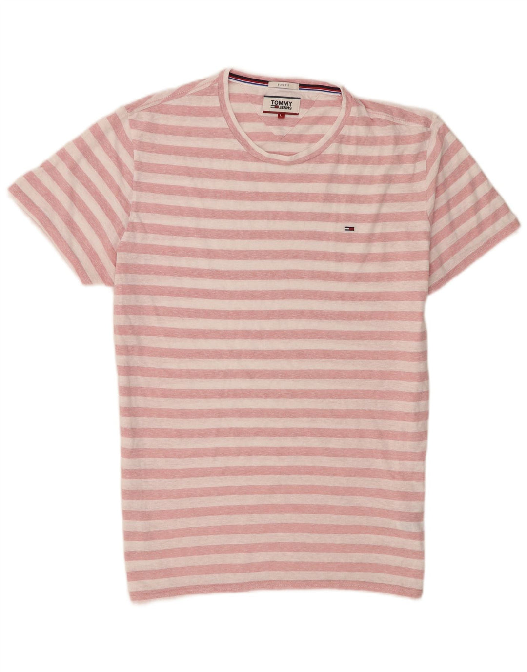 Tommy Hilfiger Camiseta para hombre Top Large Rosa Rayas Poliéster