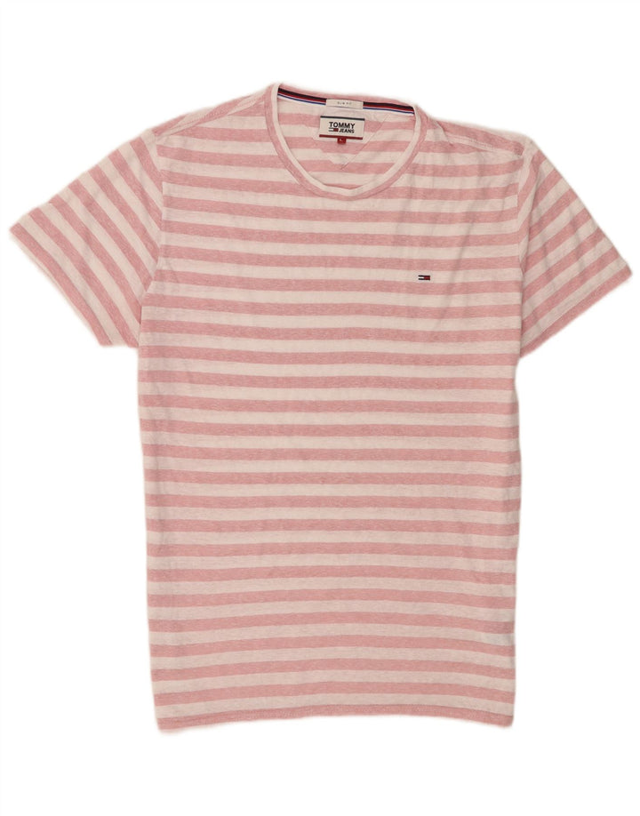Tommy Hilfiger Camiseta para hombre Top Large Rosa Rayas Poliéster