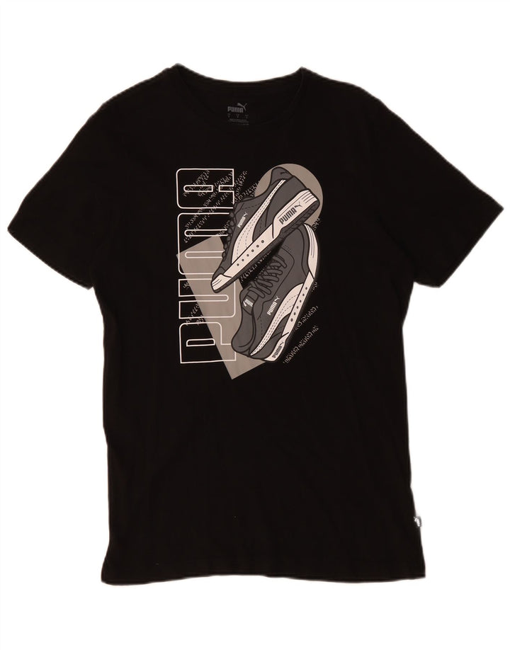 Puma - Camiseta gráfica para hombre, talla pequeña, algodón negro