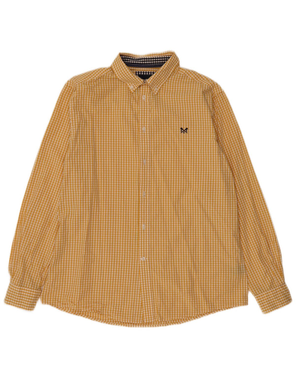 Crew Clothing Camisa de corte clásico para hombre Algodón a cuadros amarillo grande