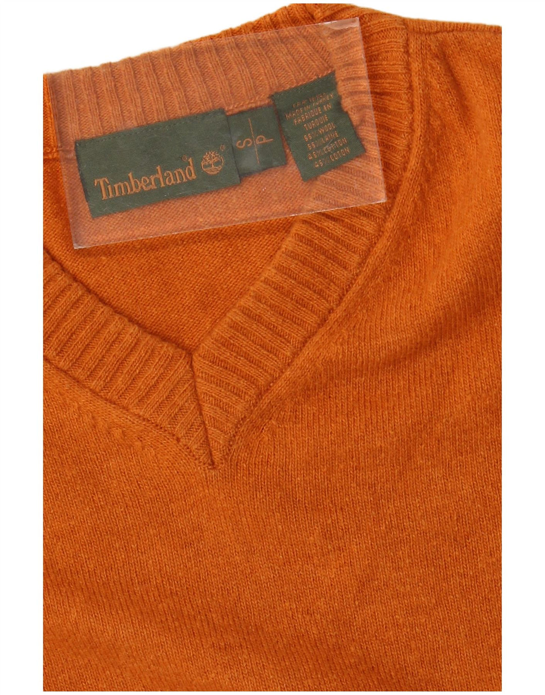 TIMBERLAND Jersey con Cuello en V para Hombre Small Lana Naranja