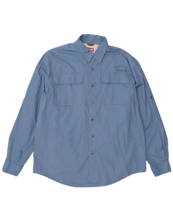 Camisa Wrangler Hombre Grande Azul Algodón