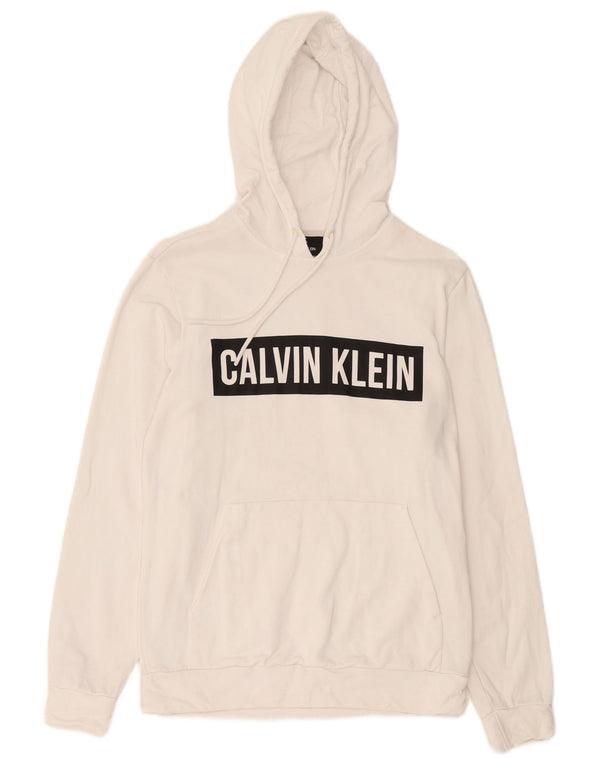 Calvin Klein Jersey con capucha y estampado gráfico de algodón color block en blanco mediano