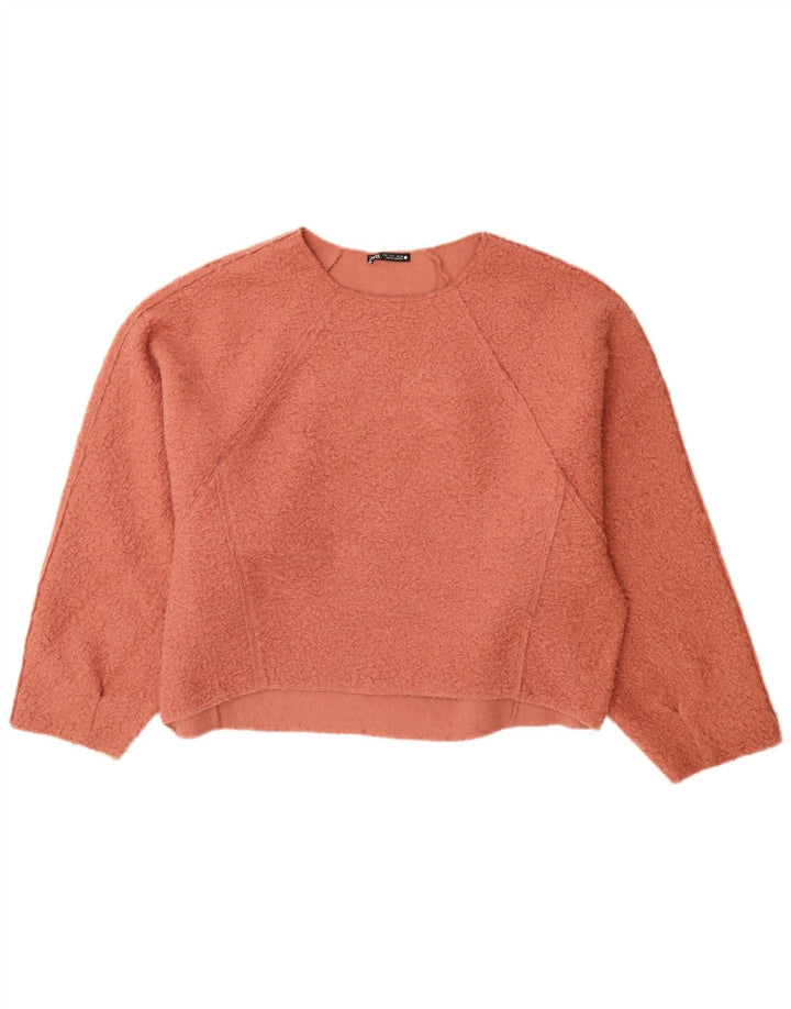 Zara Jersey extragrande con cuello barco para mujer UK 46 Poliéster rosa grande