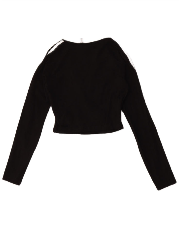 Adidas Mujer Crop Top Manga Larga UK 12 Mediano Negro Algodón