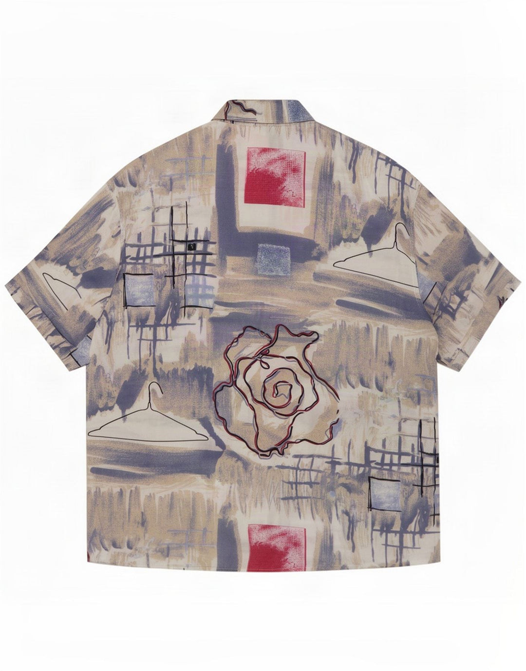 Camisa de manga corta con estampado abstracto vintage para hombre Azul medio