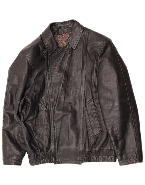 Vintage hombres chaqueta de cuero Reino Unido 36 pequeño cuero negro