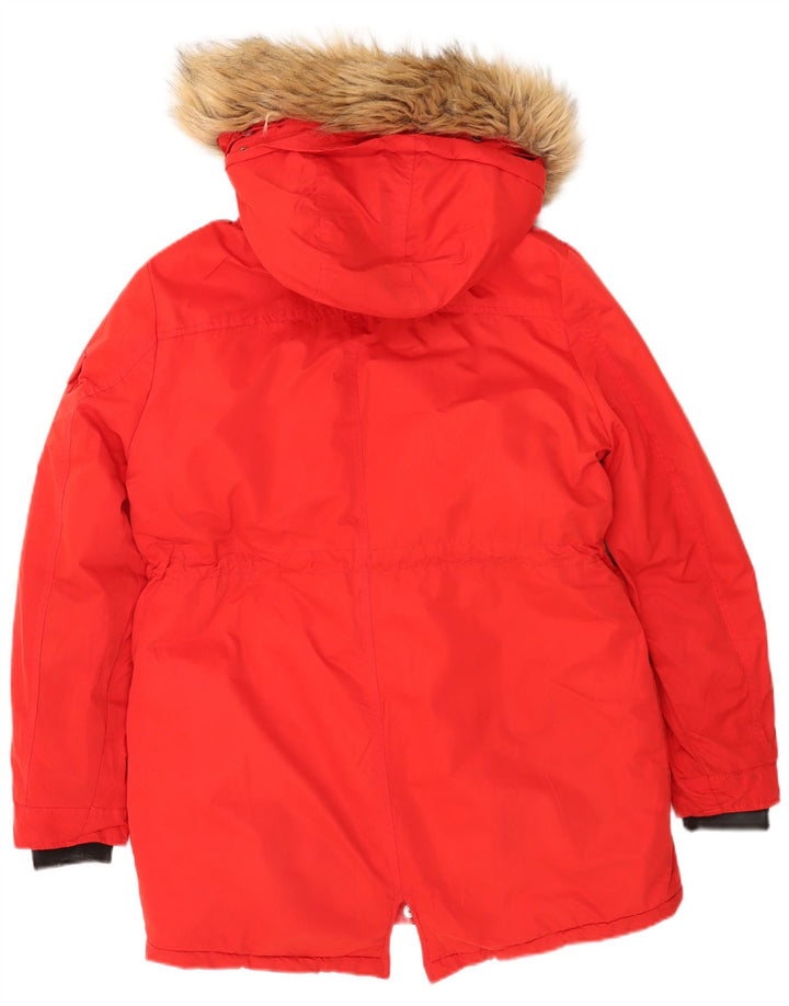 Superdry Parka con capucha para mujer, talla 44, poliéster rojo grande