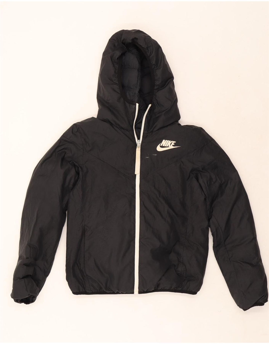 Nike Chaqueta acolchada reversible con capucha de gran tamaño para mujer UK 6 XS Negro