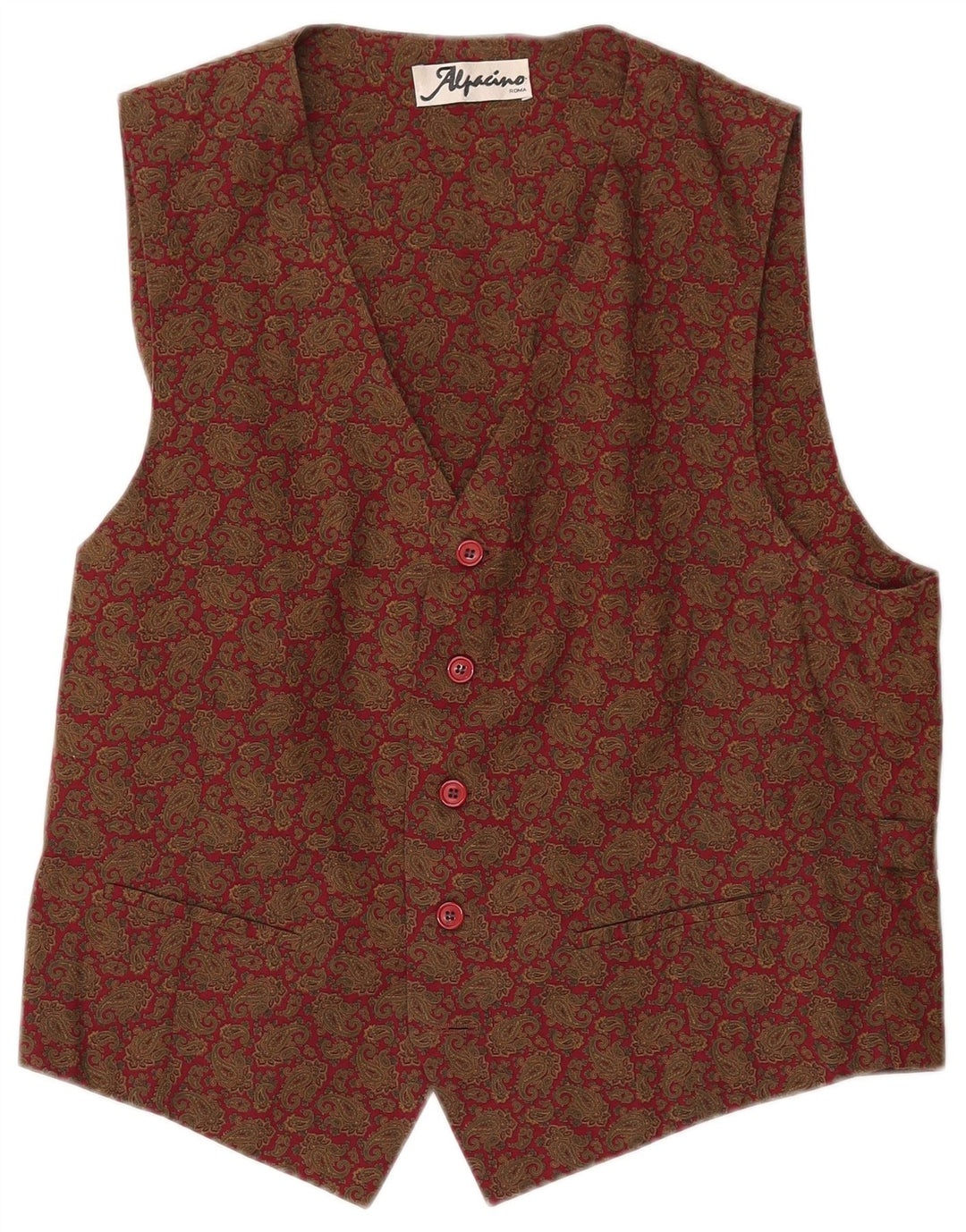 Chaleco vintage para hombre grande caqui paisley