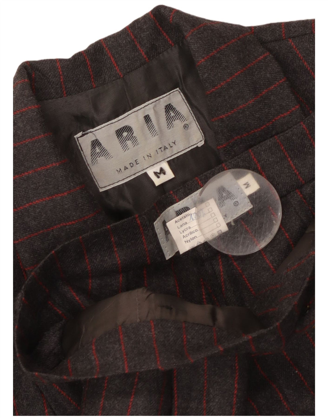 Conjunto de 2 piezas con doble botonadura para mujer Aria UK 14 Medium W26 Lana a rayas grises