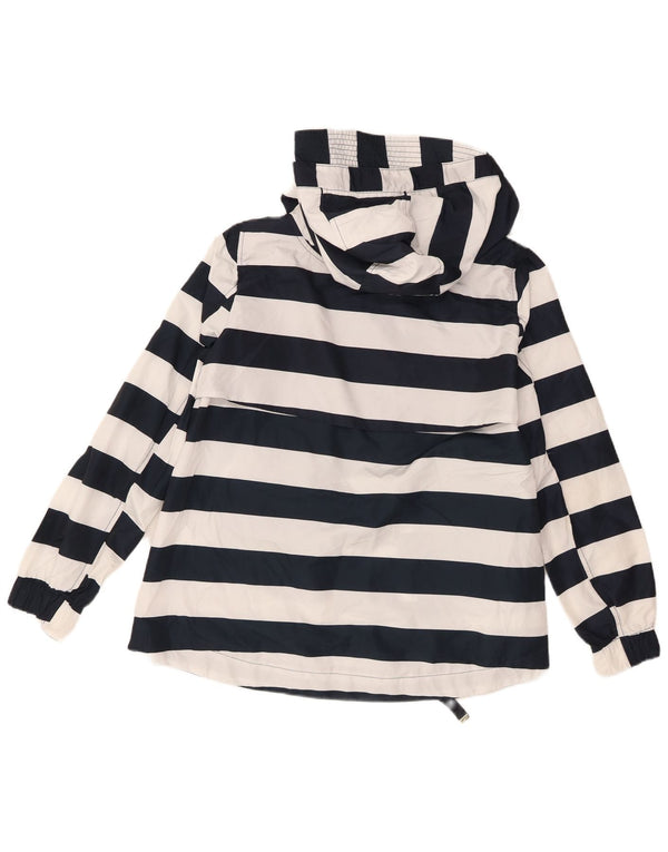 Zara - Chaqueta cortavientos con capucha para mujer, talla 40, talla grande, color azul marino a rayas