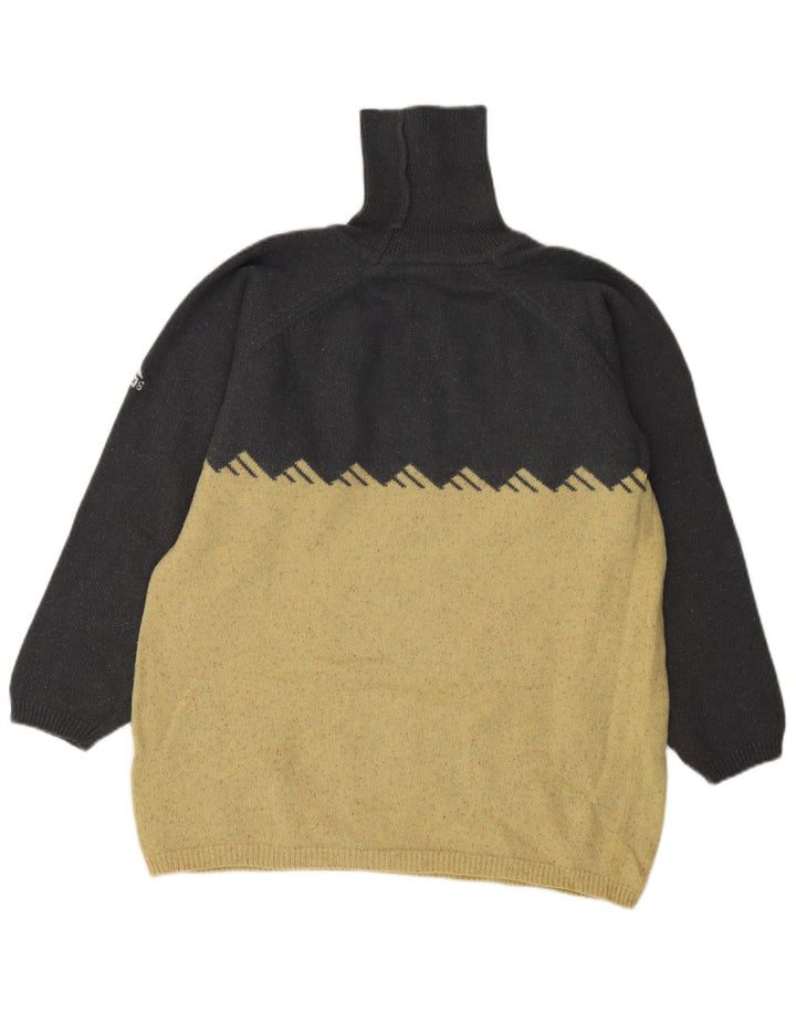 Adidas Hombre Roll Neck Jumper Sweater Pequeño Gris Colorblock Lana