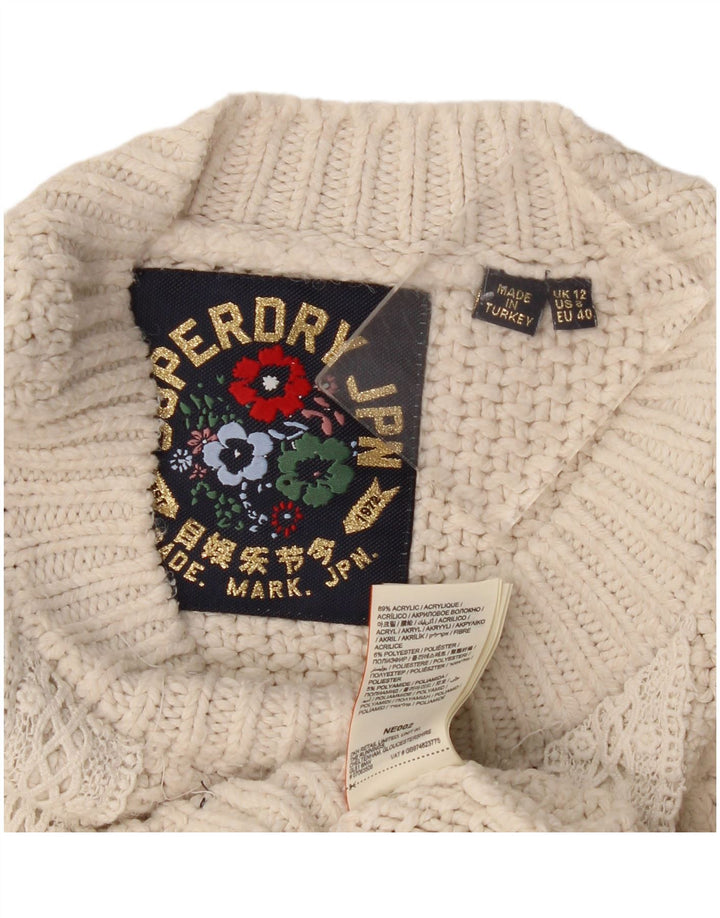 Superdry Jersey extragrande con cuello redondo para mujer, talla 40, color blanco apagado