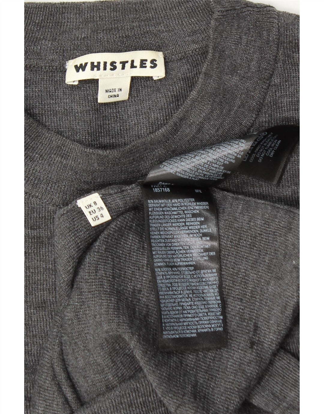 Whistles Suéter tipo jersey con cuello redondo y hombros descubiertos para mujer UK 8 Small Grey