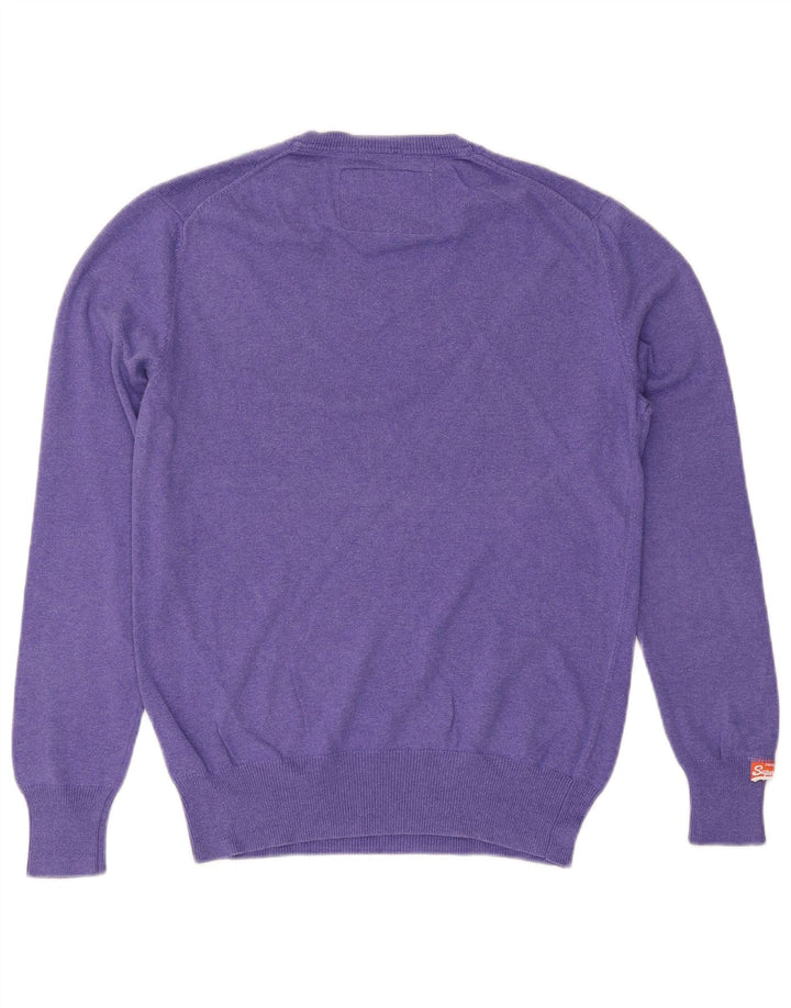 SUPERDRY Suéter tipo jersey con cuello en V para mujer UK 44 Algodón morado mediano