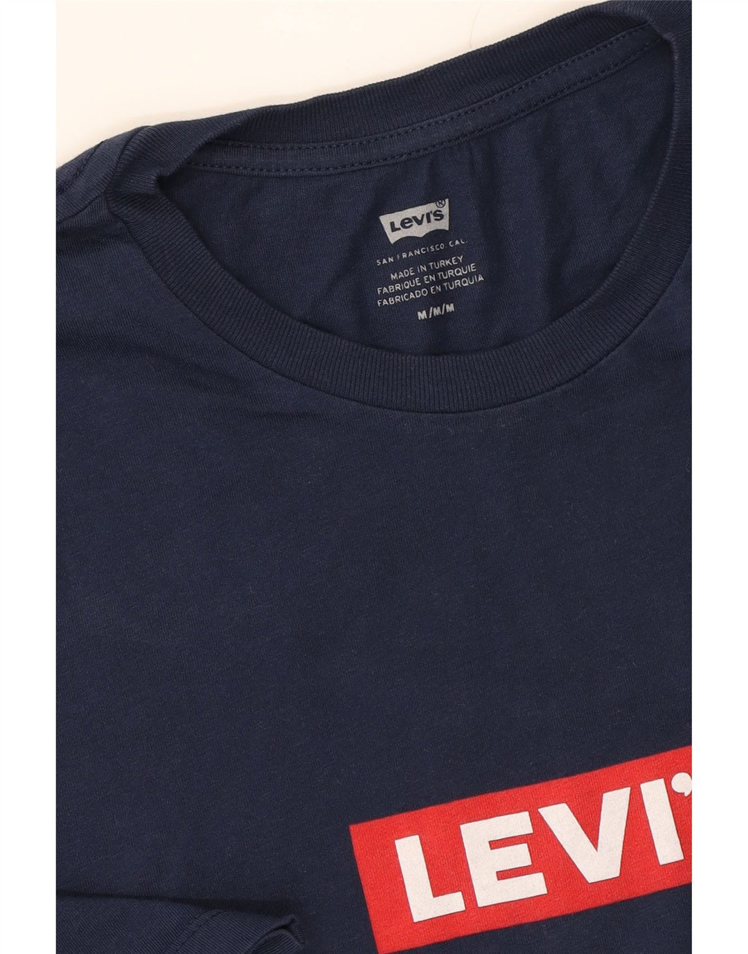 LEVI'S Mens Graphic T-Shirt Top Medium Navy Blue Cotton Vintage Levi's and Second-Hand Levi's from Messina Hembry 