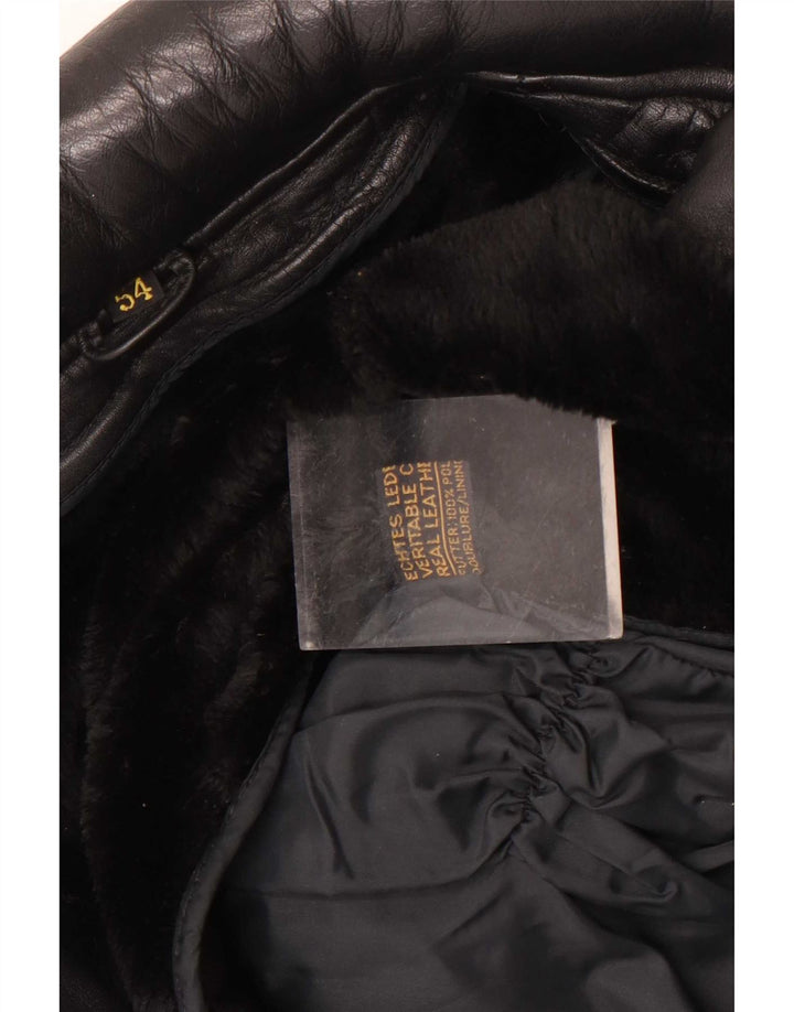 Vintage hombres cuero Gilet Reino Unido 38 cuero negro medio