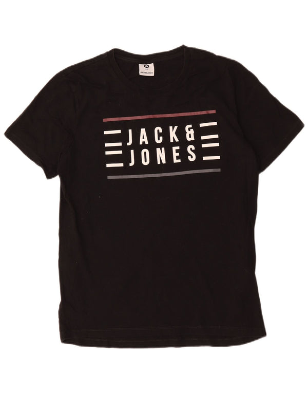 Jack & Jones - Camiseta gráfica para hombre, talla mediana, algodón negro