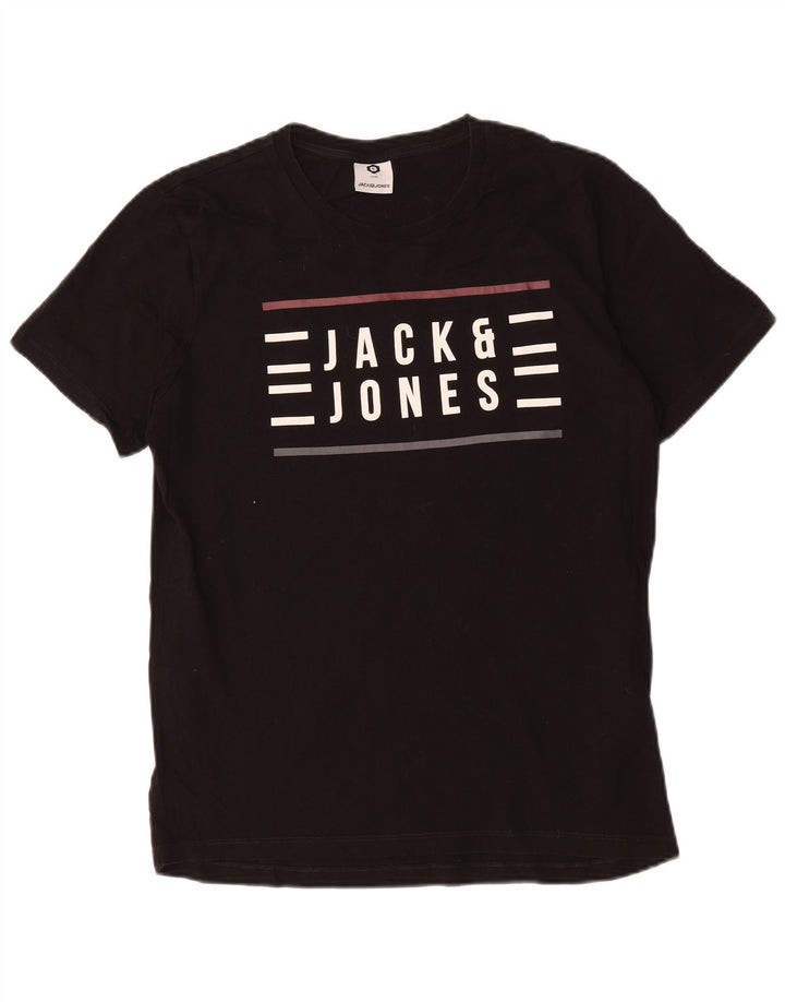 Jack & Jones - Camiseta gráfica para hombre, talla mediana, algodón negro