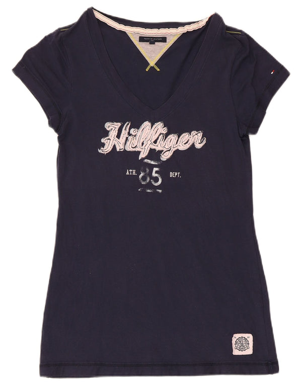 TOMMY HILFIGER Camiseta gráfica para mujer Top UK 12 Medium Azul marino Algodón
