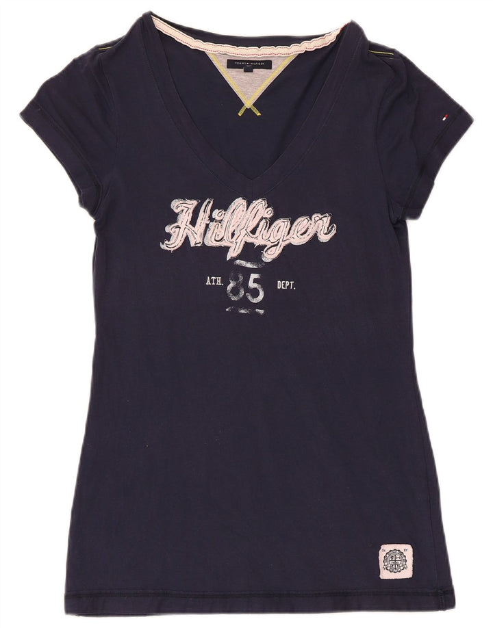 TOMMY HILFIGER Camiseta gráfica para mujer Top UK 12 Medium Azul marino Algodón