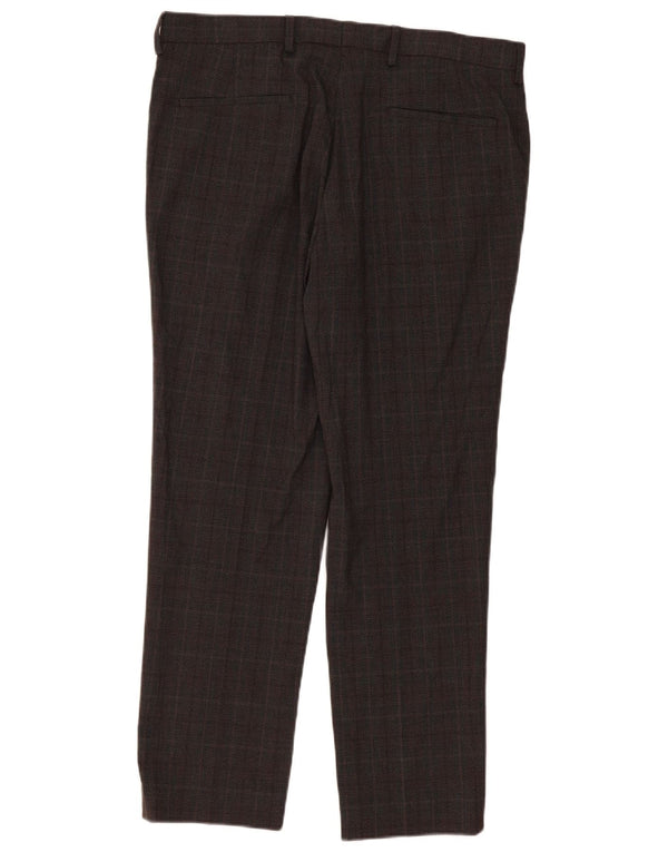 Marks & Spencer Pantalones chinos ajustados para hombre W36 L31 Poliéster a cuadros marrón