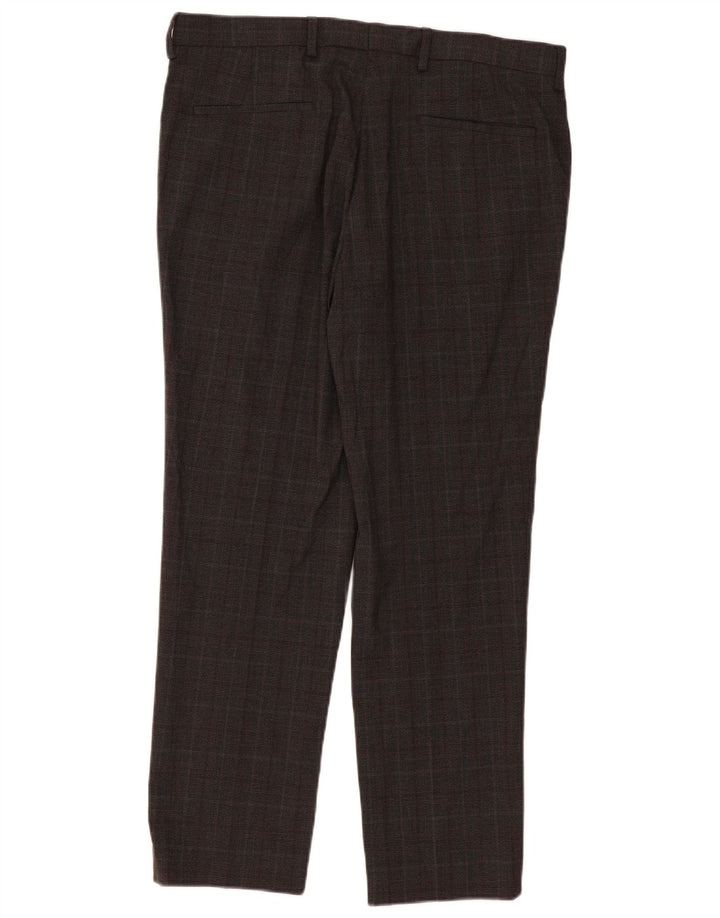 Marks & Spencer Pantalones chinos ajustados para hombre W36 L31 Poliéster a cuadros marrón