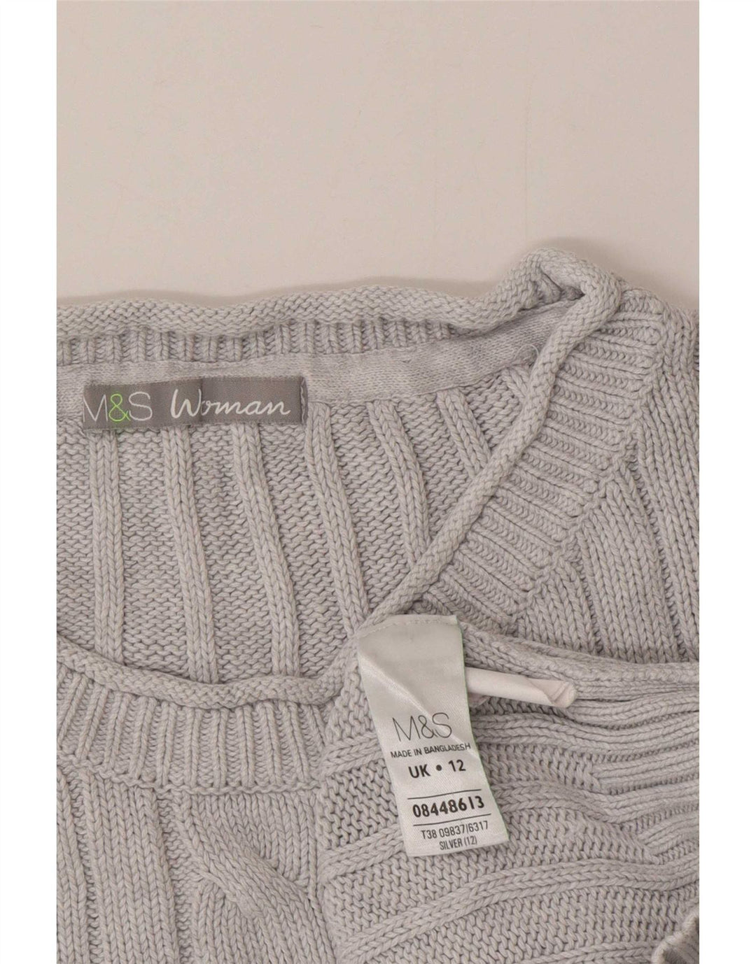 Marks & Spencer - Jersey de cuello redondo para mujer, talla 40, algodón azul medio
