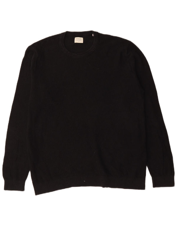 Jack & Jones - Jersey de cuello redondo para hombre, talla 2XL, algodón negro
