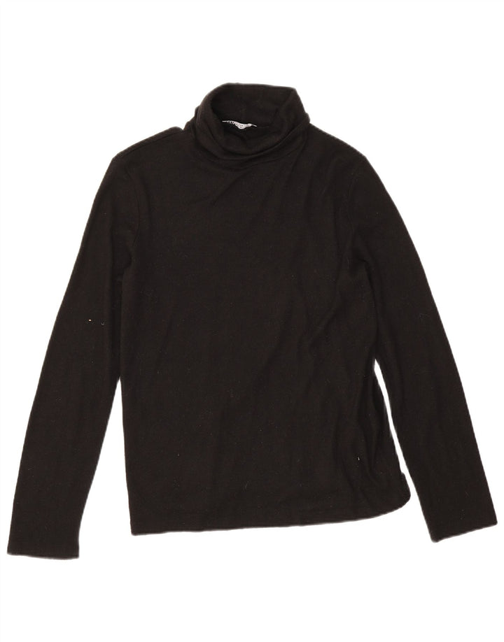 Zara Mujer Top Manga Larga UK 44 Medium Viscosa Negra