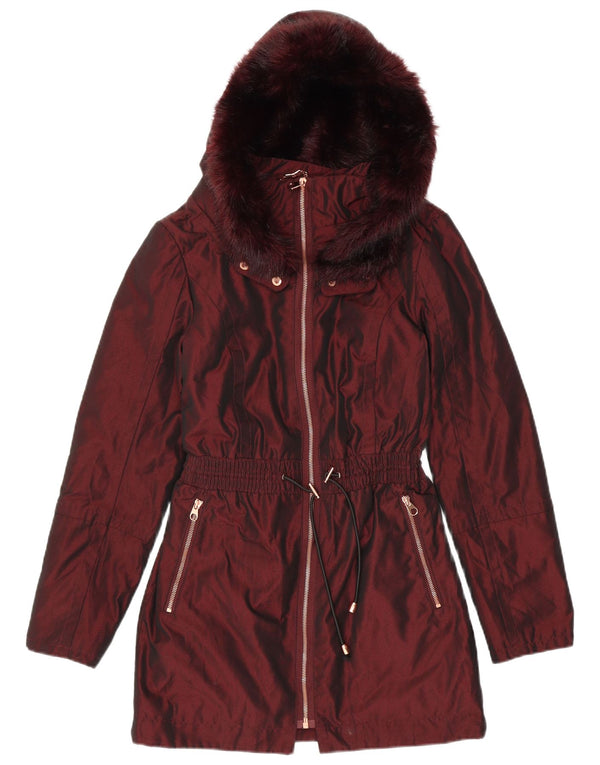 Ted Baker Parka con capucha para mujer Talla 1 XS Poliéster burdeos