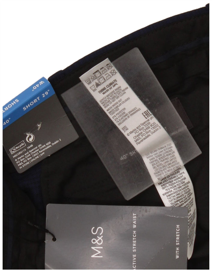 Marks & Spencer Pantalones de traje a medida para hombre W40 L29 Azul marino