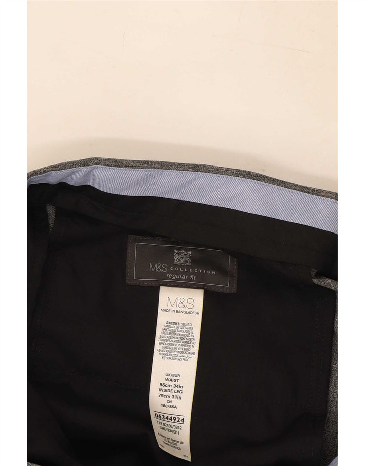 Marks & Spencer Hombres W34 L31 Poliéster gris