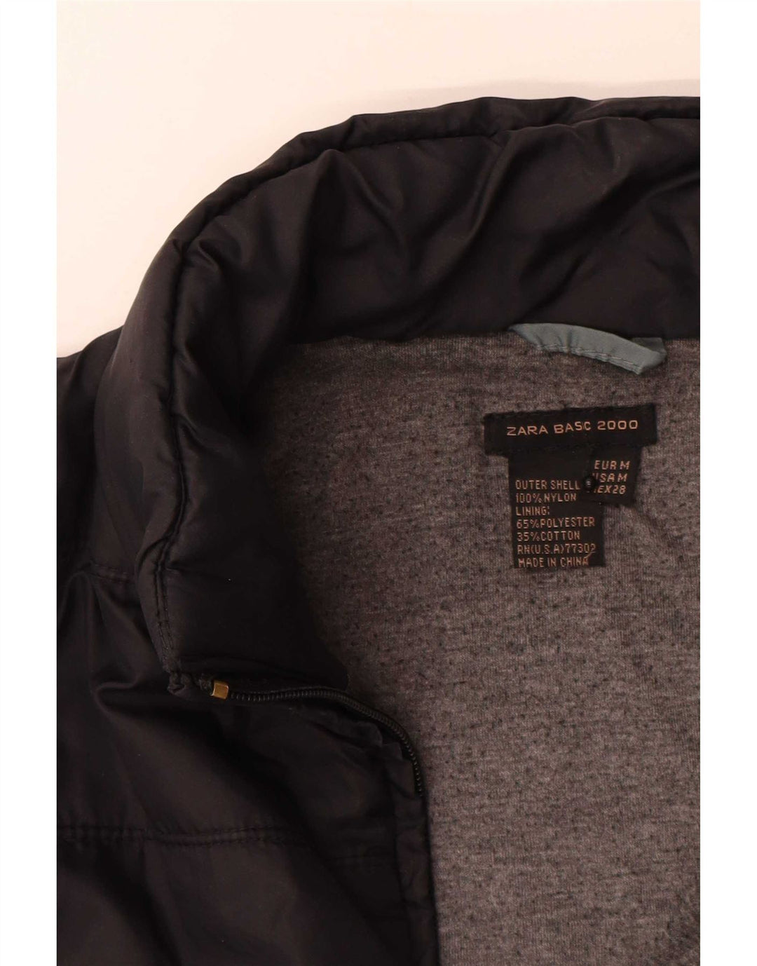 Zara Mujer Chaqueta Acolchada UK 42 Mediana Nylon Negro