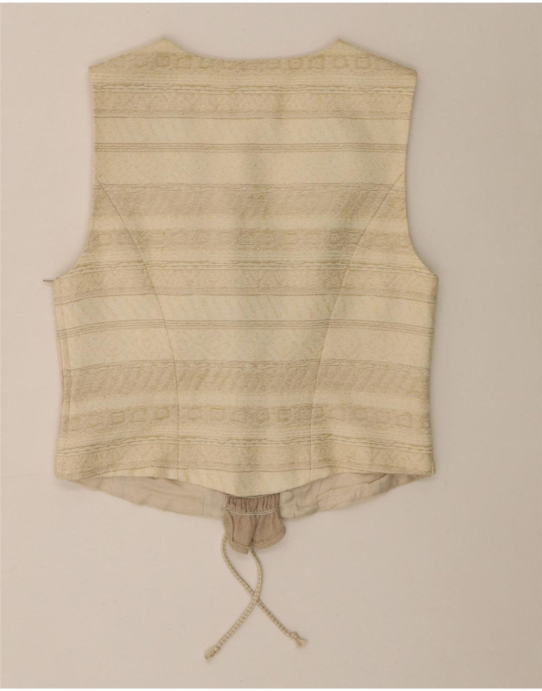 Vintage mujer crop top Reino Unido 12 acetato de rayas beige medio