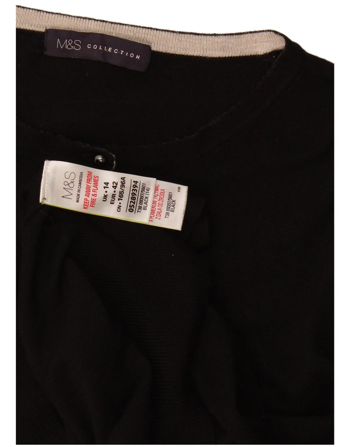 Marks & Spencer Suéter tipo cárdigan para mujer UK 44 Viscosa negra mediana