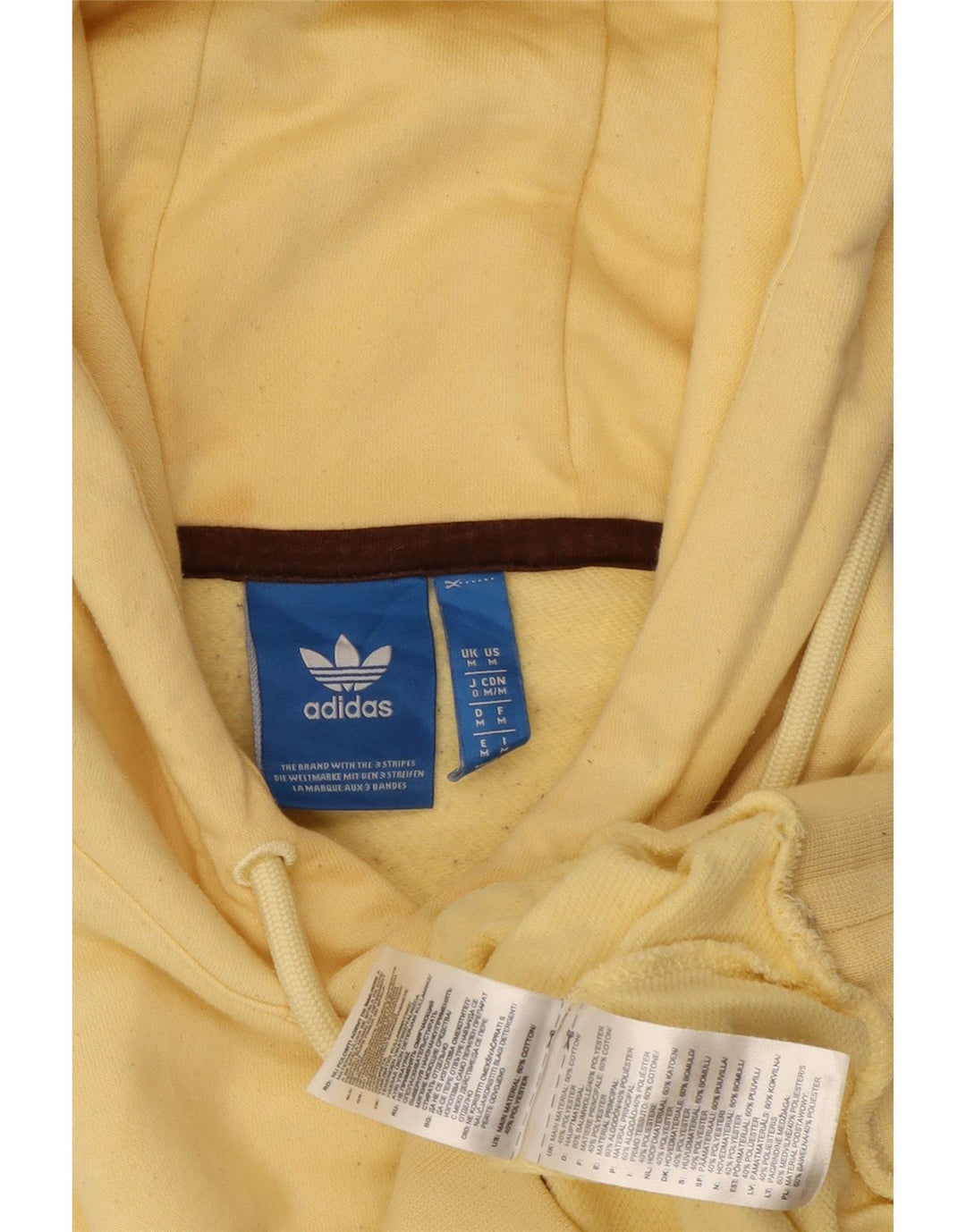 Adidas Jersey con capucha extragrande para mujer UK 14 Algodón amarillo medio