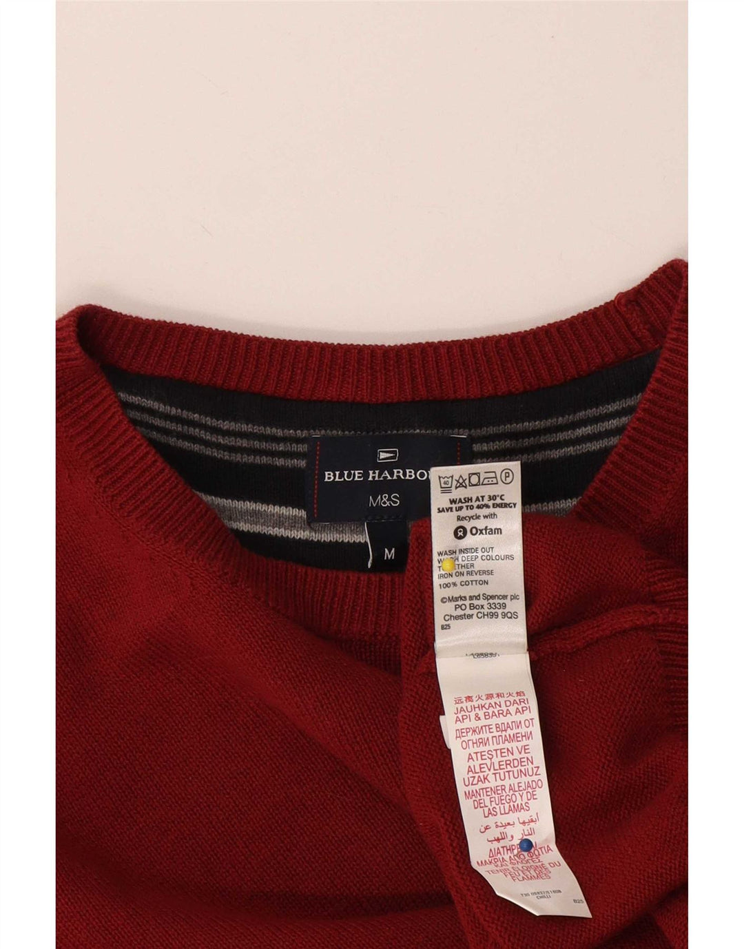 Marks & Spencer Suéter tipo jersey con cuello redondo en azul Harbor para hombre Rojo mediano