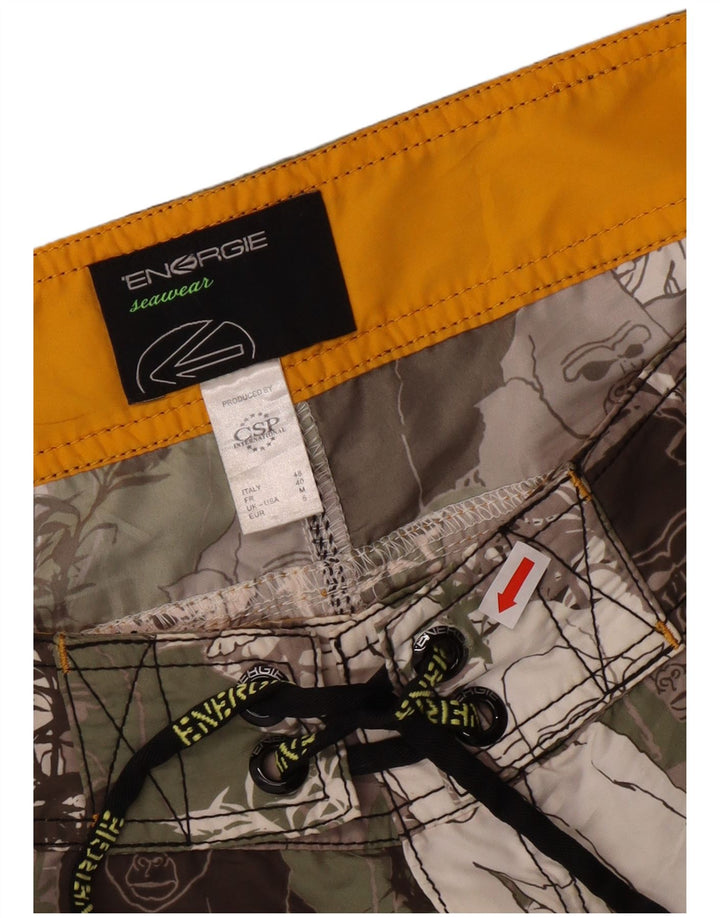 ENERGIE Bañador con estampado gráfico para hombre, tamaño mediano, estampado animal multicolor