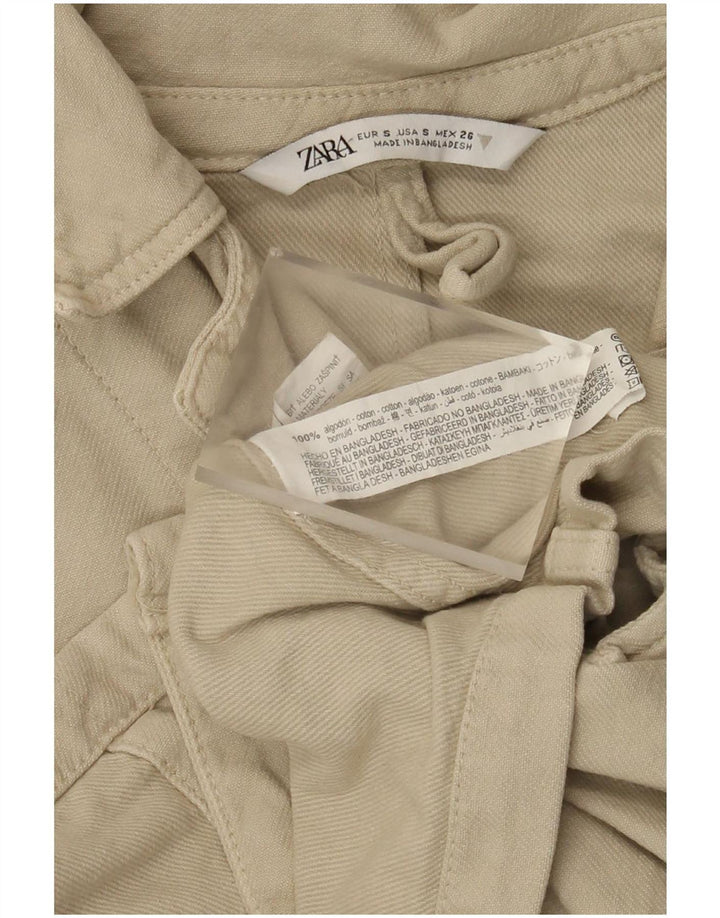 Zara Mujer Chaqueta Utilitaria Extragrande UK 10 Small Algodón Caqui