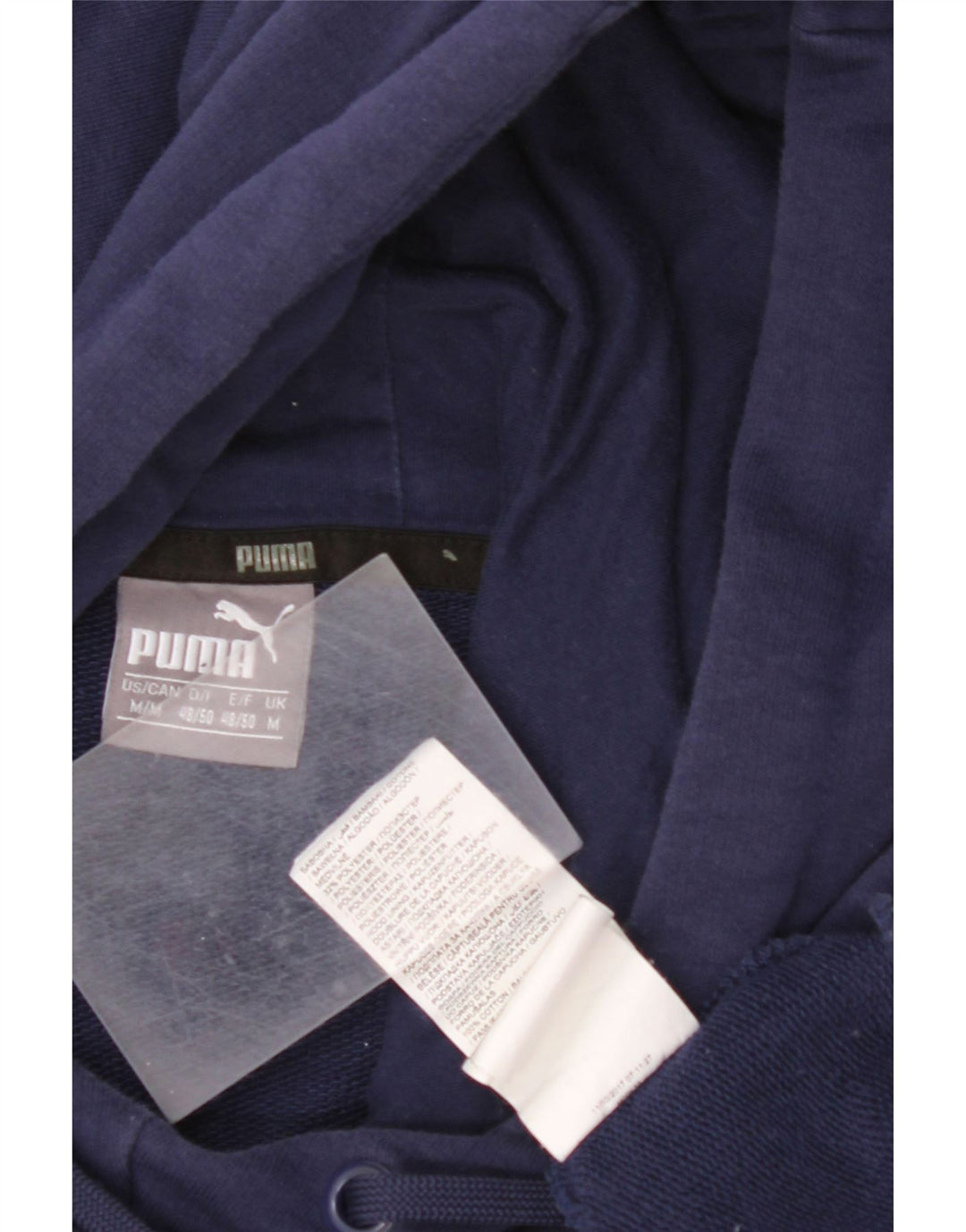 PUMA Jersey con capucha gráfica para hombre, algodón azul marino mediano
