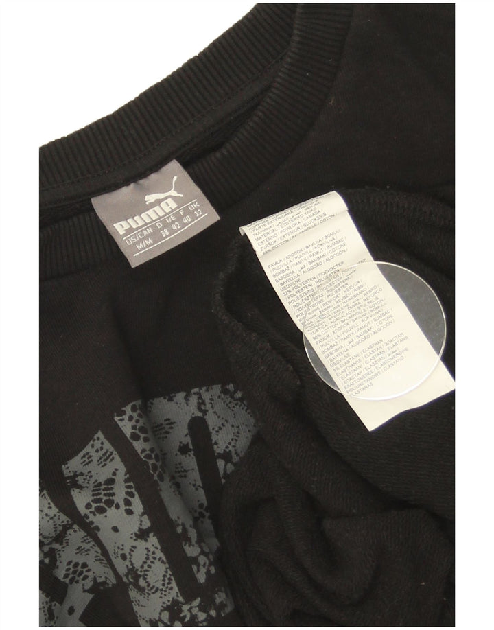 Puma Mujer Graphic Sudadera Jumper UK 12 Mediano Negro Algodón