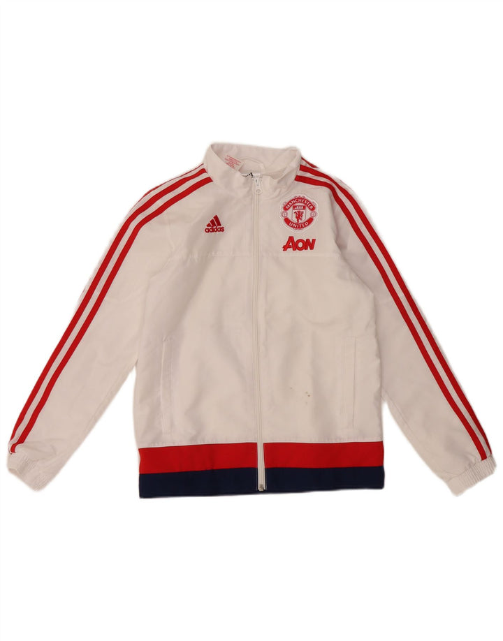 ADIDAS Chicos Manchester United Chándal Top Chaqueta 9-10 Años Blanco