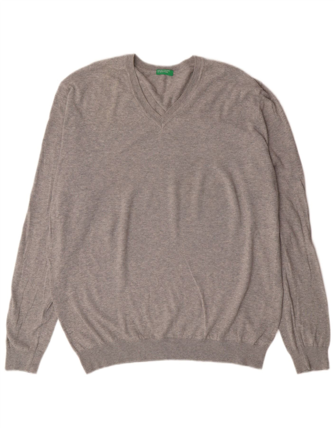 United Colors of Benetton Jersey con Cuello de Pico para Hombre XL Gris Algodón Clásico