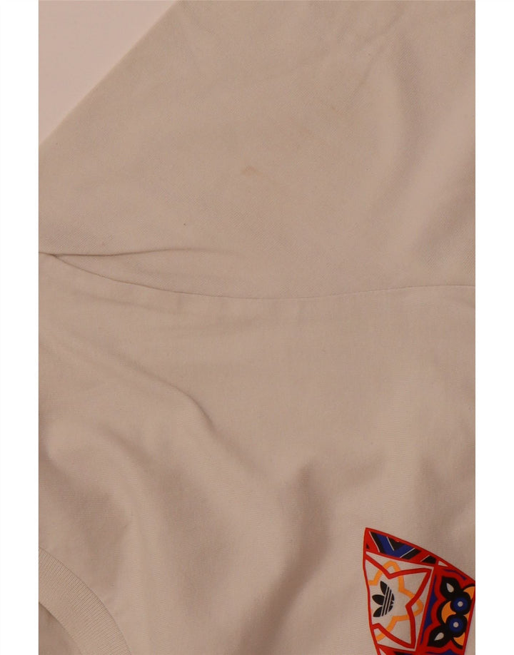 ADIDAS Camiseta gráfica para hombre Top mediano de algodón blanco roto