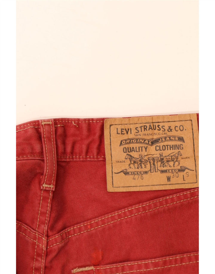 LEVI'S Mens 476 pantalones cortos de mezclilla W30 algodón rojo medio