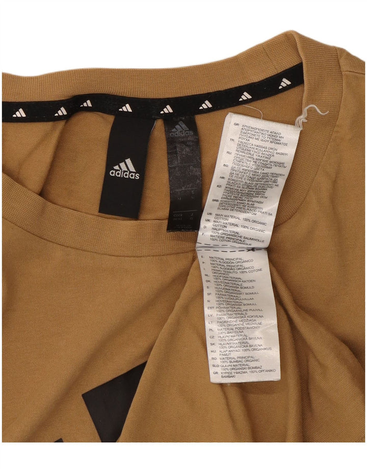Adidas Hombre Camiseta Gráfica Top Algodón Beige Medio