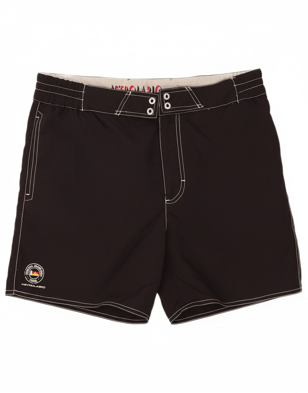 ASTROLABIO Mens Graphic Swimming Shorts Medium  Black Polyamide