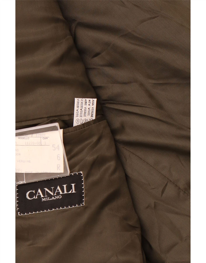 CANALI Mens 2 Button Blazer Jacket IT 54 2XL Khaki Houndstooth New Wool